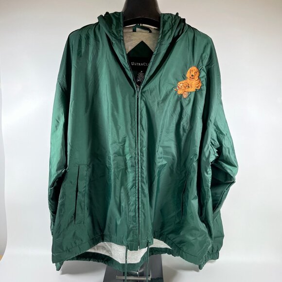 UltraClub Green Dog with Duck Embroidered Full Zip Windbreaker Jacket - Picture 1 of 5